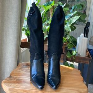 Etienne Aigner Black Suede Knee High Boots